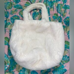 Fuzzy white shoulder bag